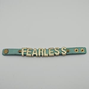 BGBG Generation Fearless Slide Charm Bracelet Aqua Blue Leather Band Y2K Style